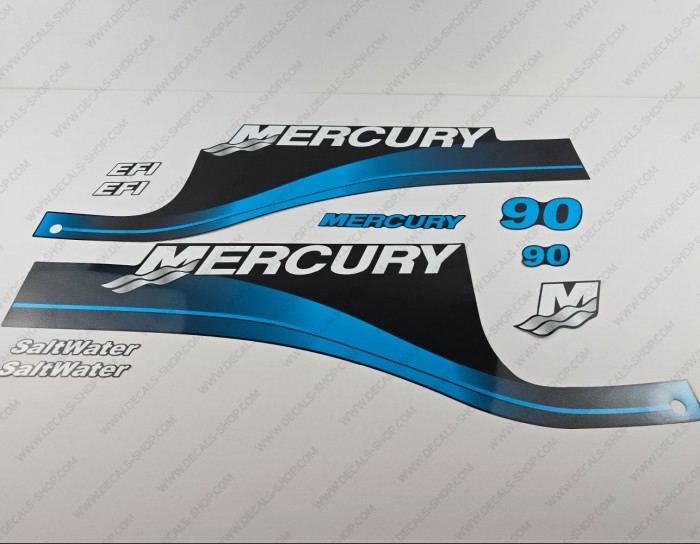 Mercury 90HP EFI Saltwater Outboard Decal Kit BLUE